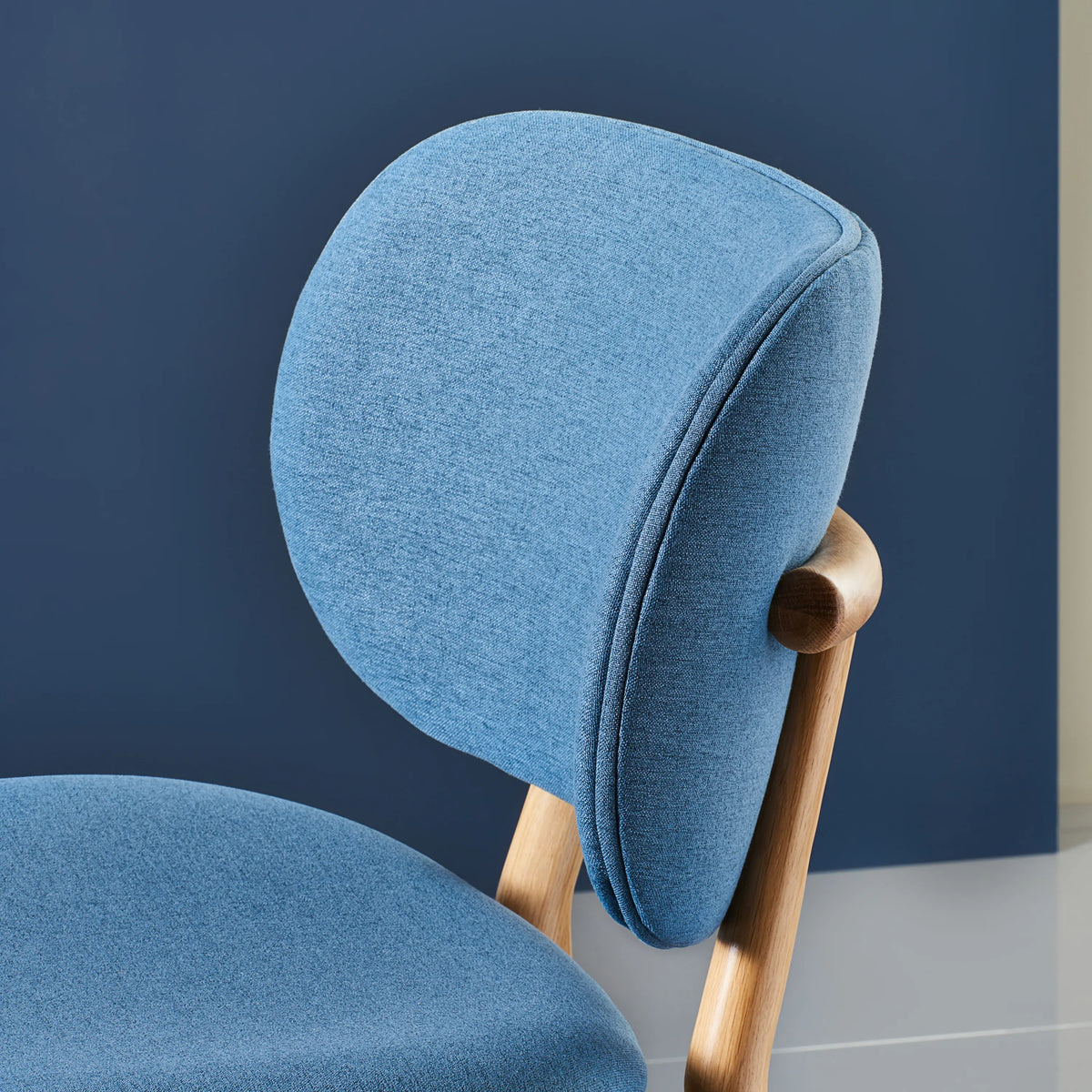 Olivia Dining Chair Denim Blue Fabric Solid American Oak