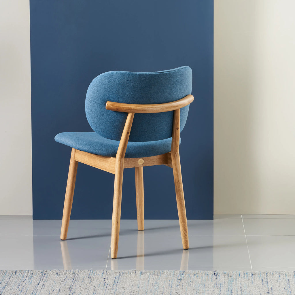 Olivia Dining Chair Denim Blue Fabric Solid American Oak