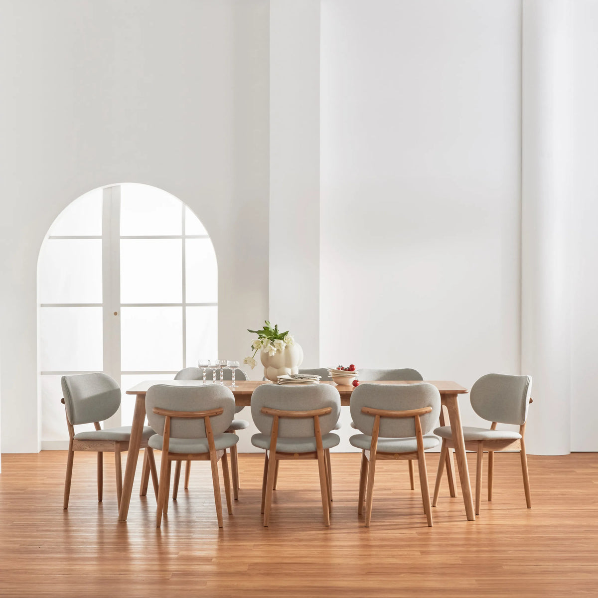 Olivia Dining Chair Dove Gray Fabric Solid American Oak
