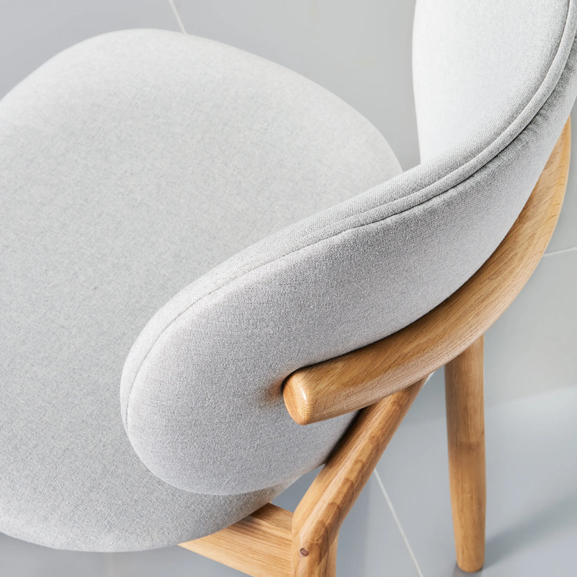 Olivia Dining Chair Dove Gray Fabric Solid American Oak