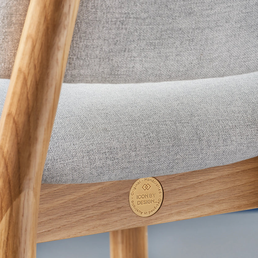 Olivia Dining Chair Dove Gray Fabric Solid American Oak
