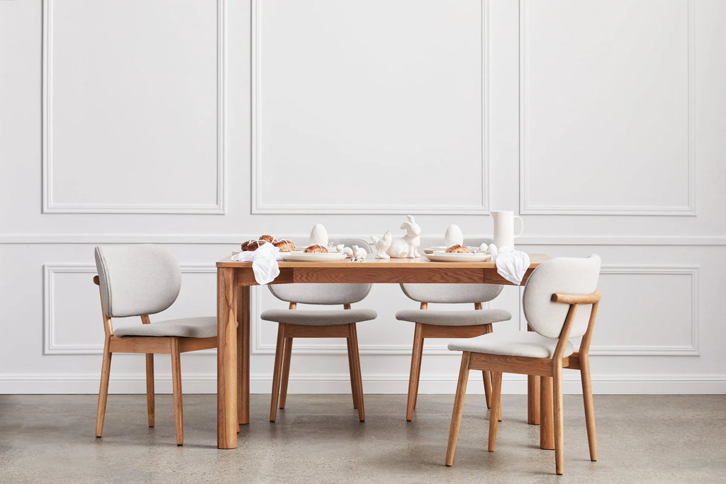 Olivia Dining Chair Dove Gray Fabric Solid American Oak