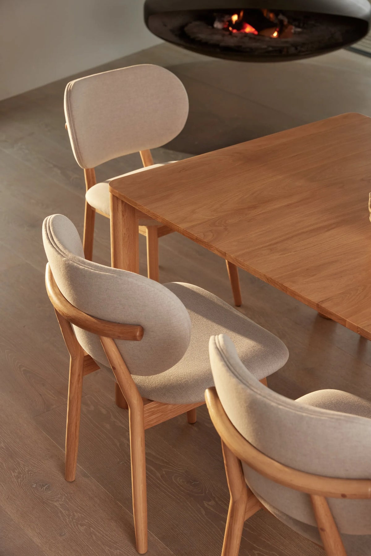 Olivia Dining Chair Dove Gray Fabric Solid American Oak