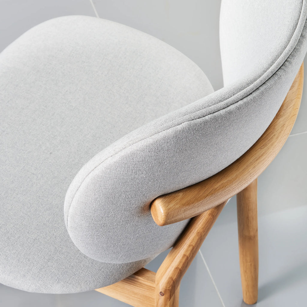 Olivia Dining Chair Dove Gray Fabric Solid American Oak