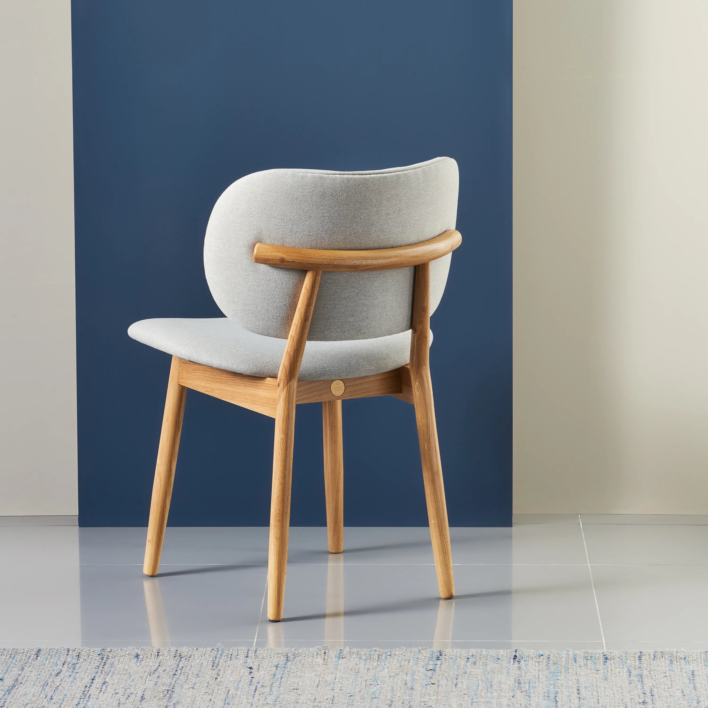 Olivia Dining Chair Dove Gray Fabric Solid American Oak