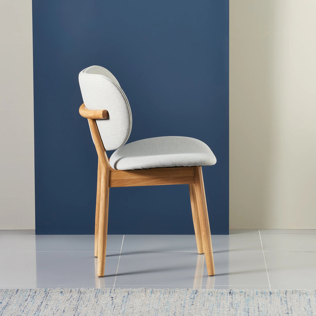 Olivia Dining Chair Dove Gray Fabric Solid American Oak