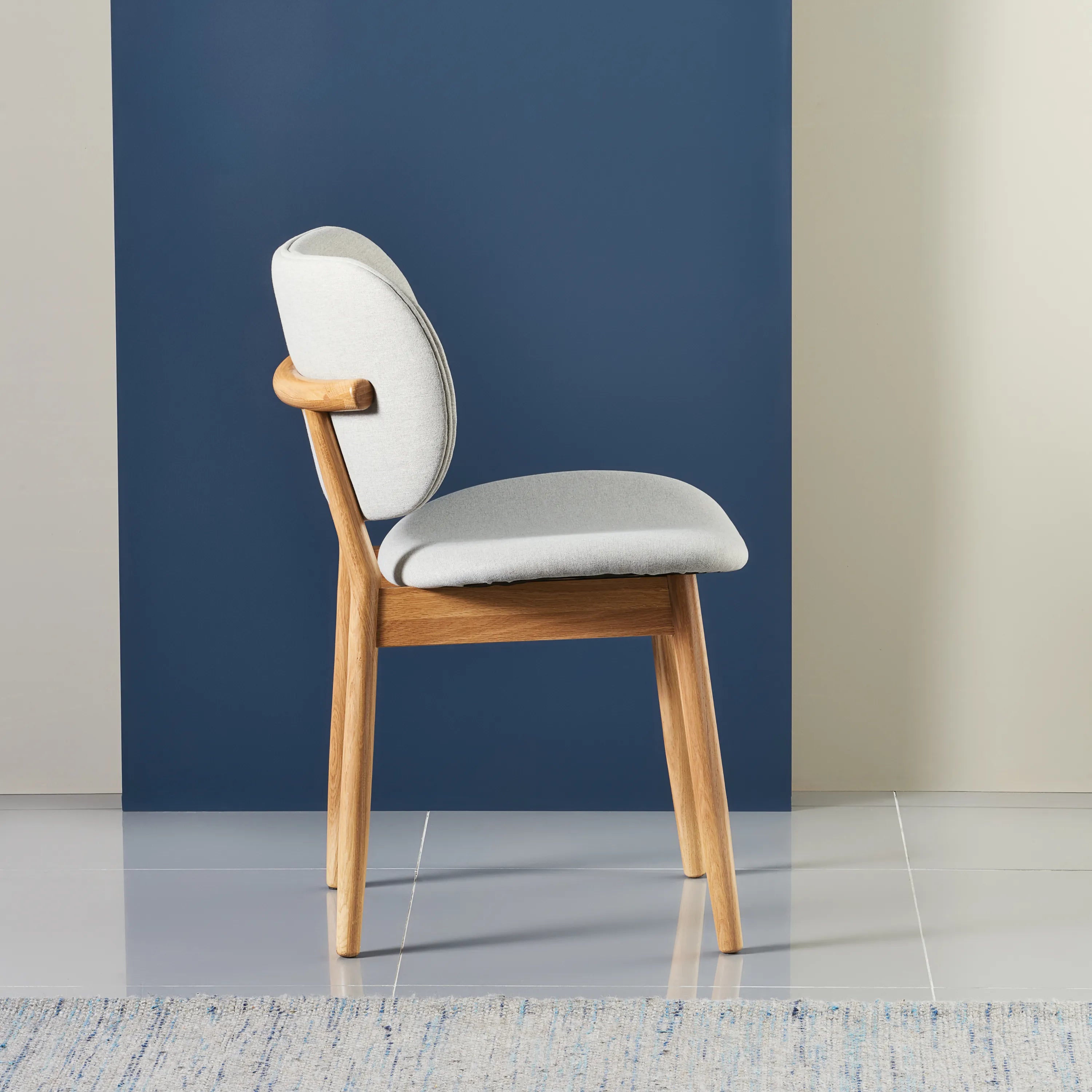 Olivia Dining Chair Dove Gray Fabric Solid American Oak