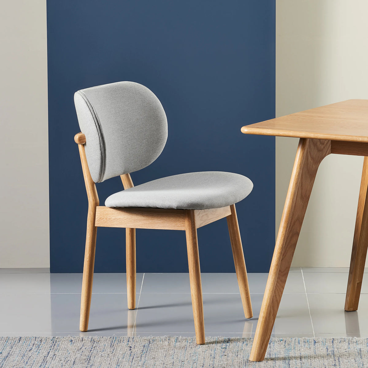 Olivia Dining Chair Dove Gray Fabric Solid American Oak
