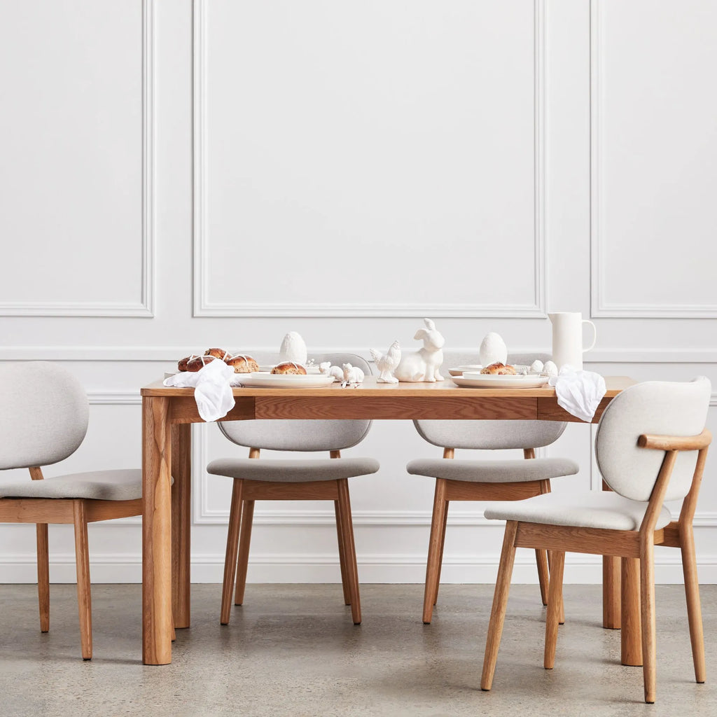 Olivia Dining Chair Dove Gray Fabric Solid American Oak