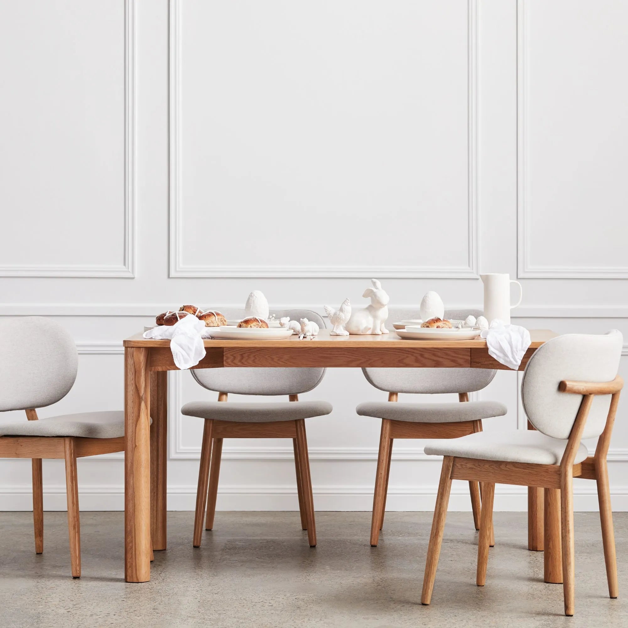 Olivia Dining Chair Dove Gray Fabric Solid American Oak