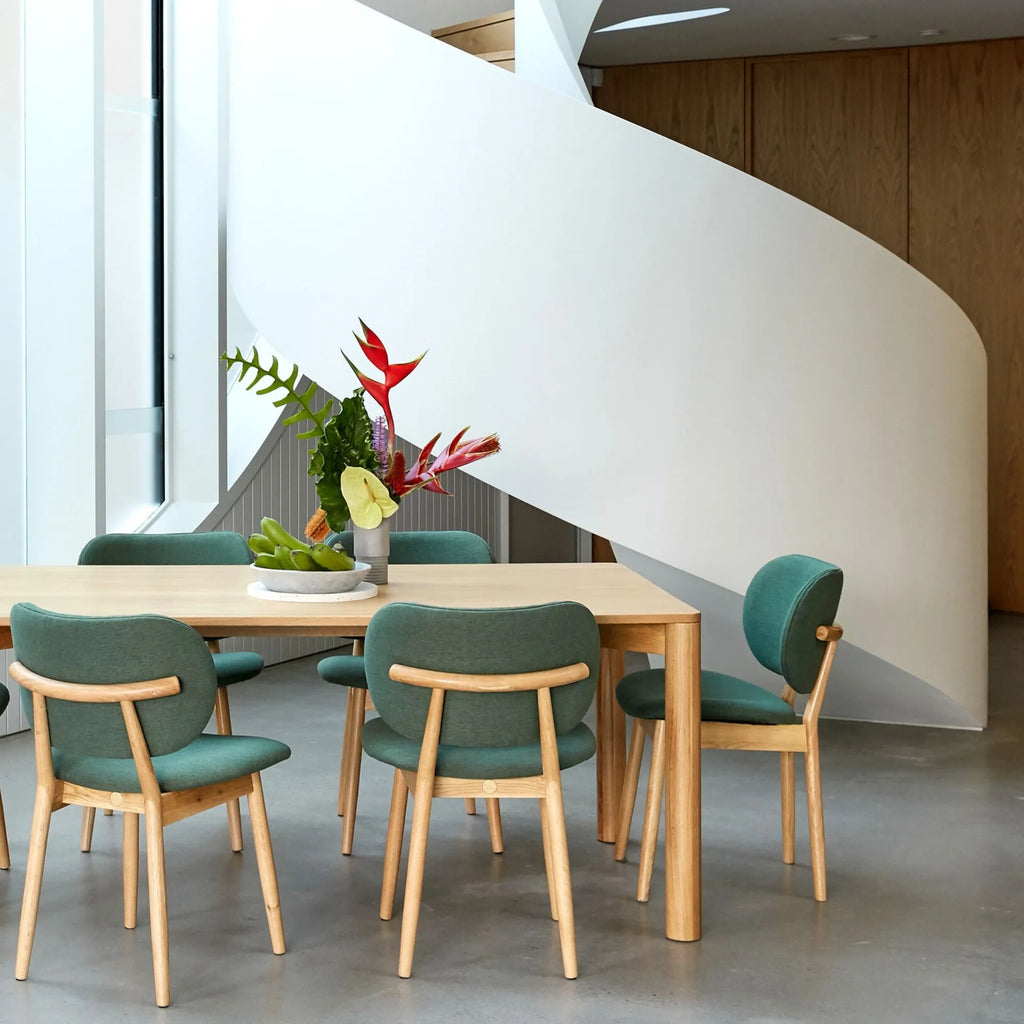 Olivia Dining Chair Forest Green Fabric Solid American Oak