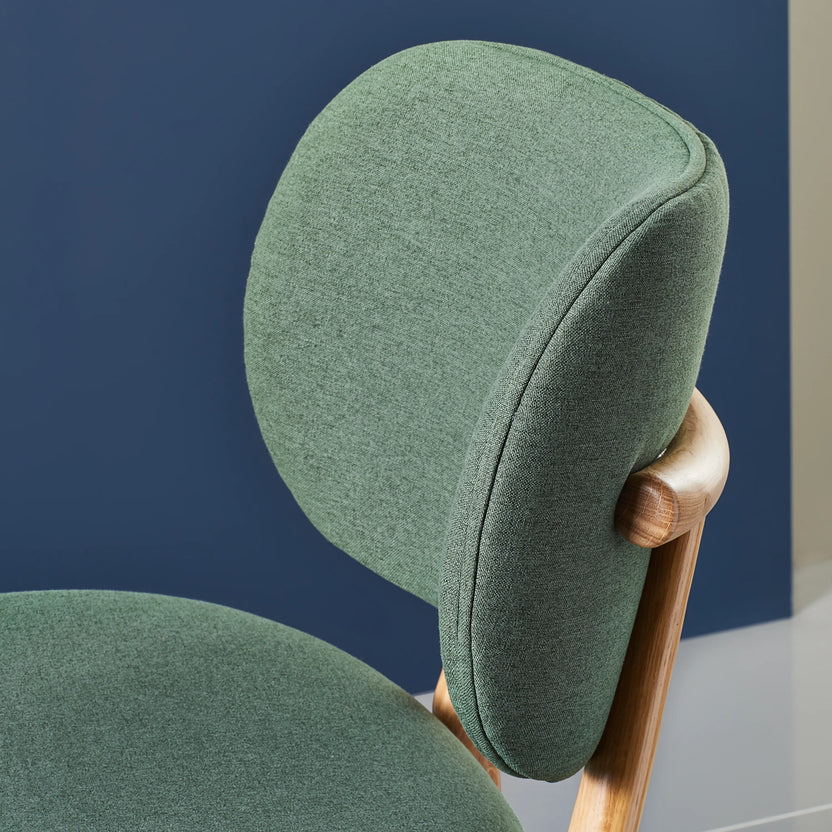Olivia Dining Chair Forest Green Fabric Solid American Oak