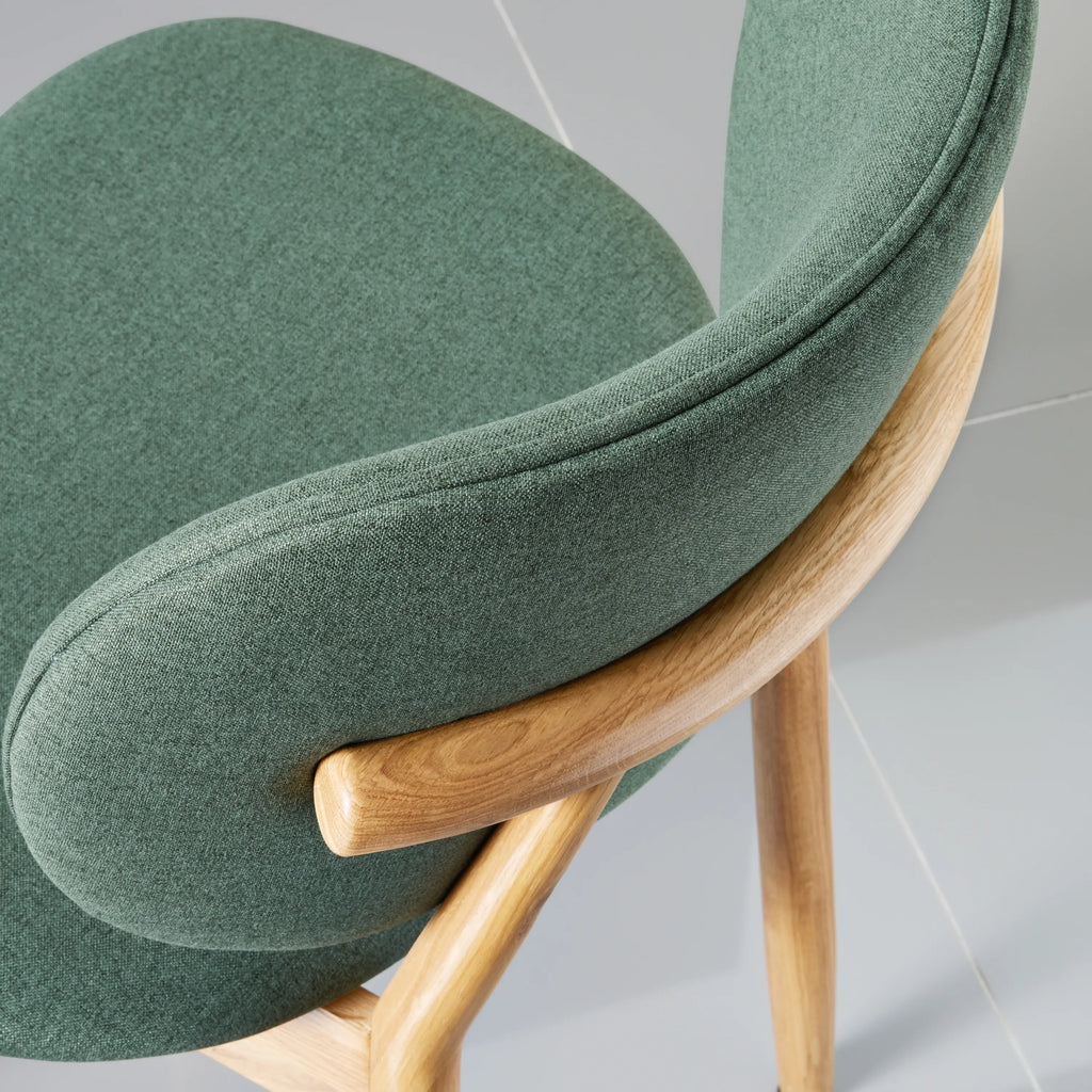 Olivia Dining Chair Forest Green Fabric Solid American Oak