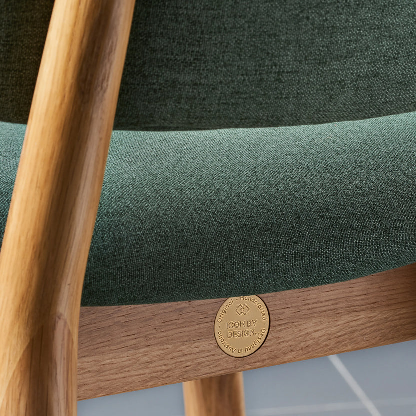 Olivia Dining Chair Forest Green Fabric Solid American Oak