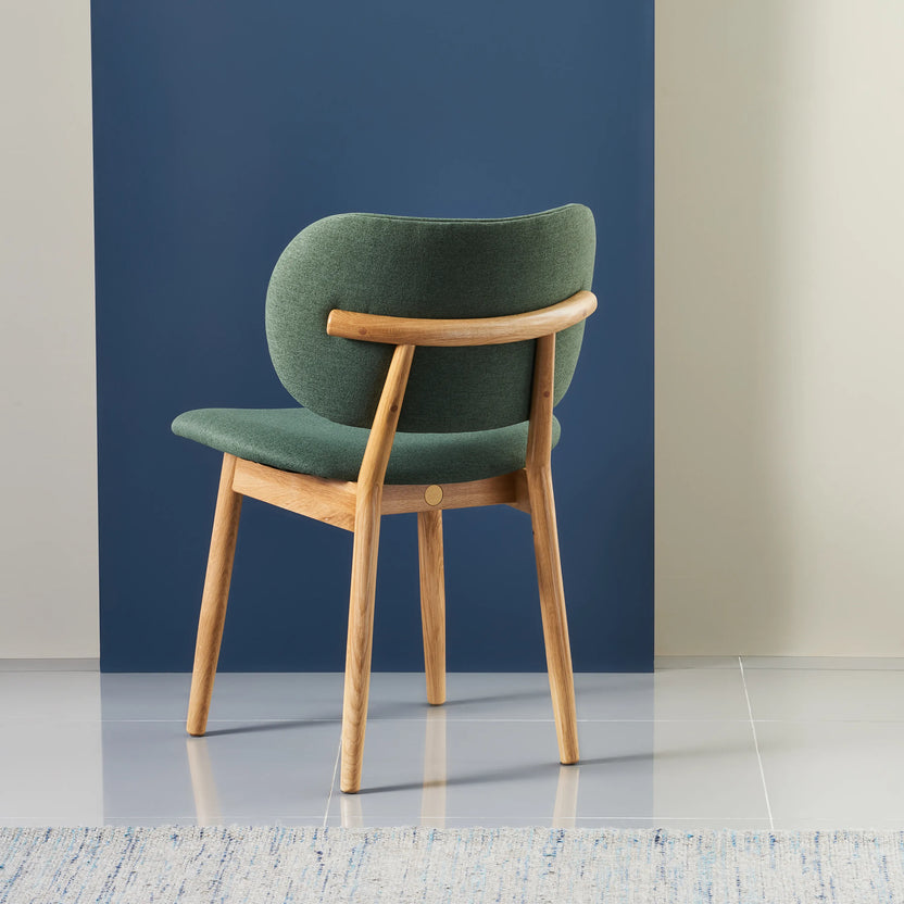 Olivia Dining Chair Forest Green Fabric Solid American Oak