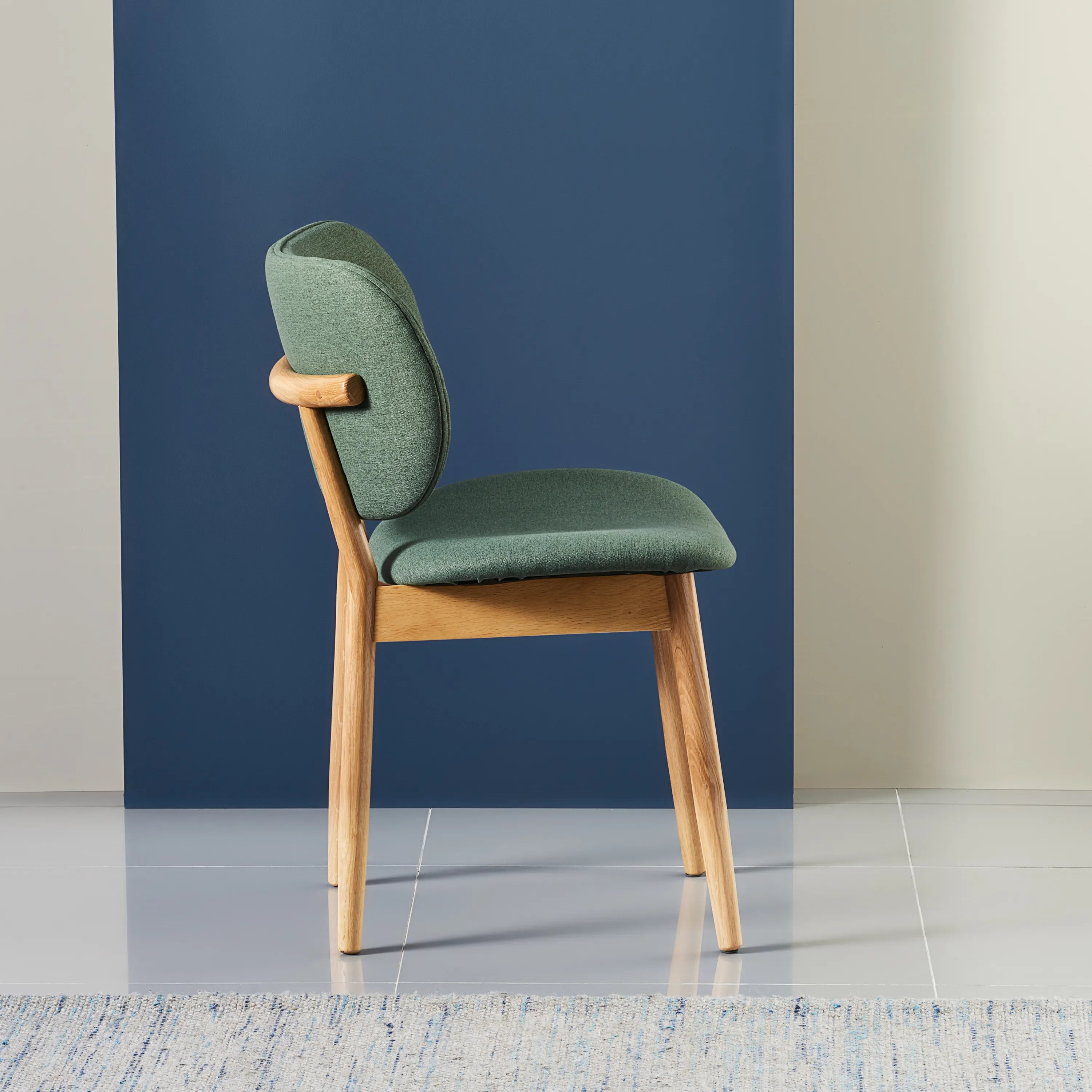 Olivia Dining Chair Forest Green Fabric Solid American Oak