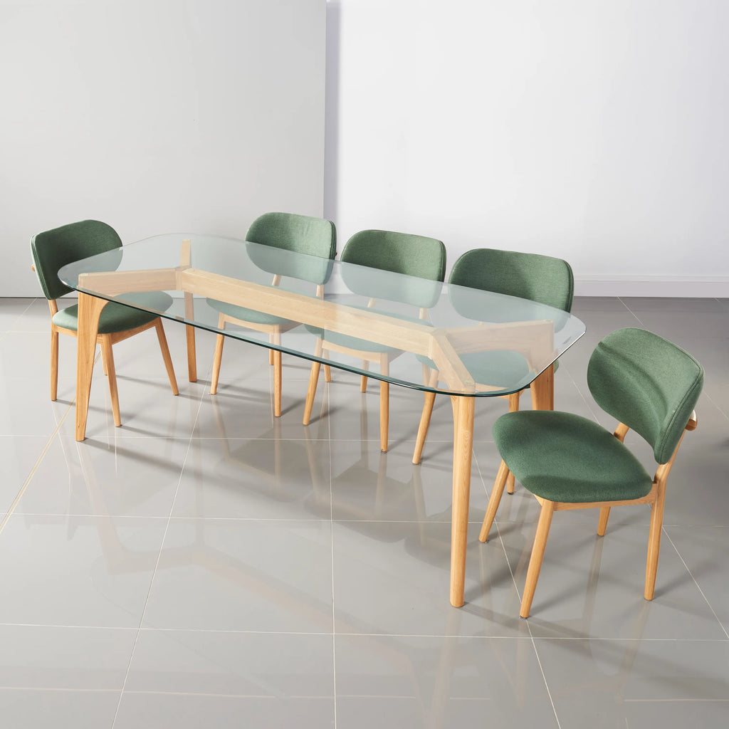 Olivia Dining Chair Forest Green Fabric Solid American Oak