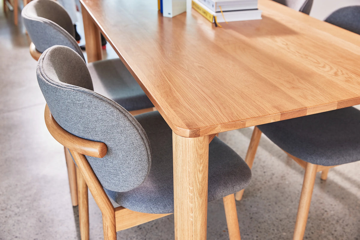 Olivia Dining Chair Graphite Gray Fabric Solid American Oak