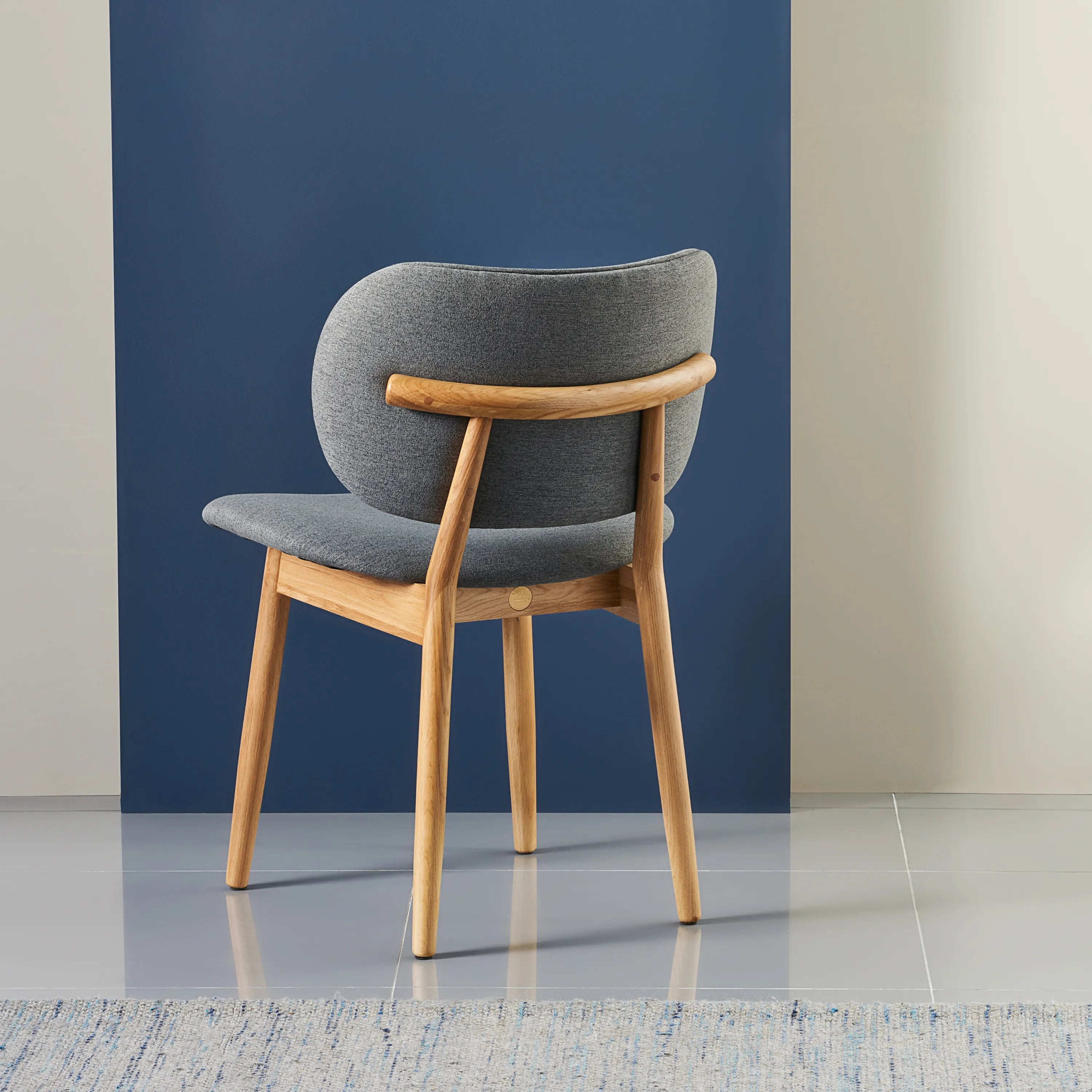 Olivia Dining Chair Graphite Gray Fabric Solid American Oak