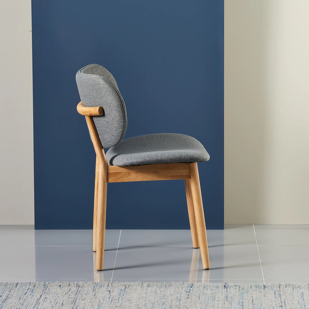 Olivia Dining Chair Graphite Gray Fabric Solid American Oak