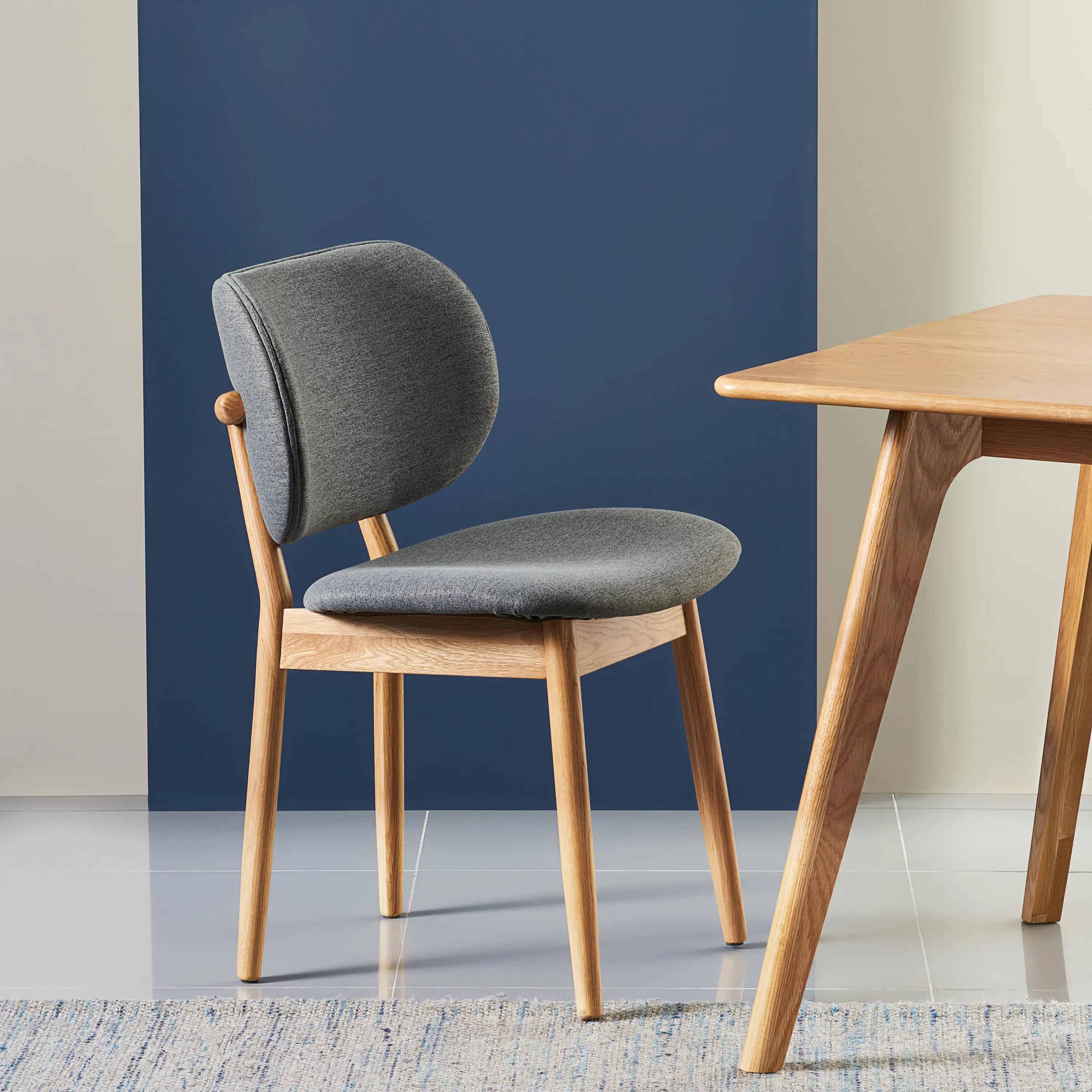 Olivia Dining Chair Graphite Gray Fabric Solid American Oak