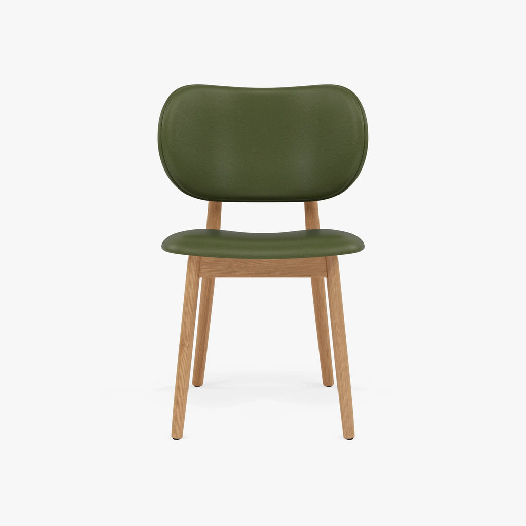 Olivia Dining Chair Green Leather Solid American Oak