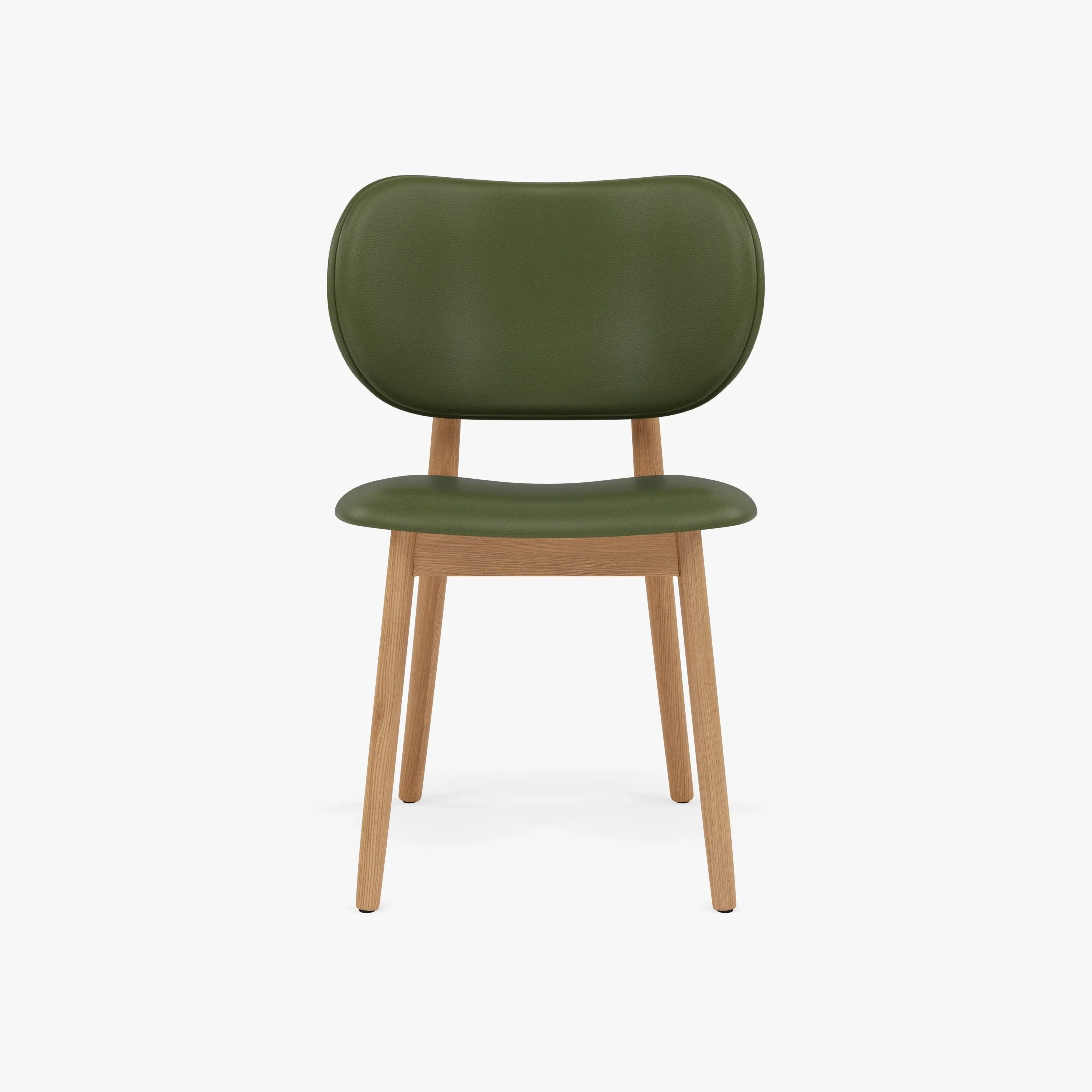 Olivia Dining Chair Green Leather Solid American Oak