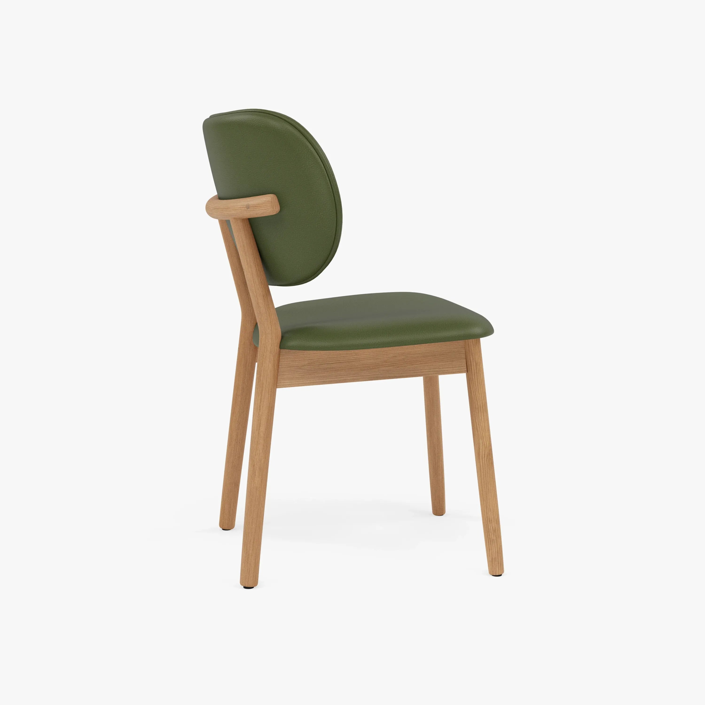Olivia Dining Chair Green Leather Solid American Oak