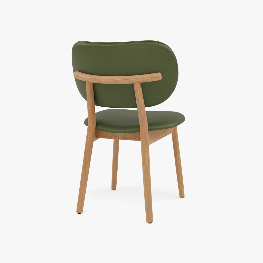 Olivia Dining Chair Green Leather Solid American Oak