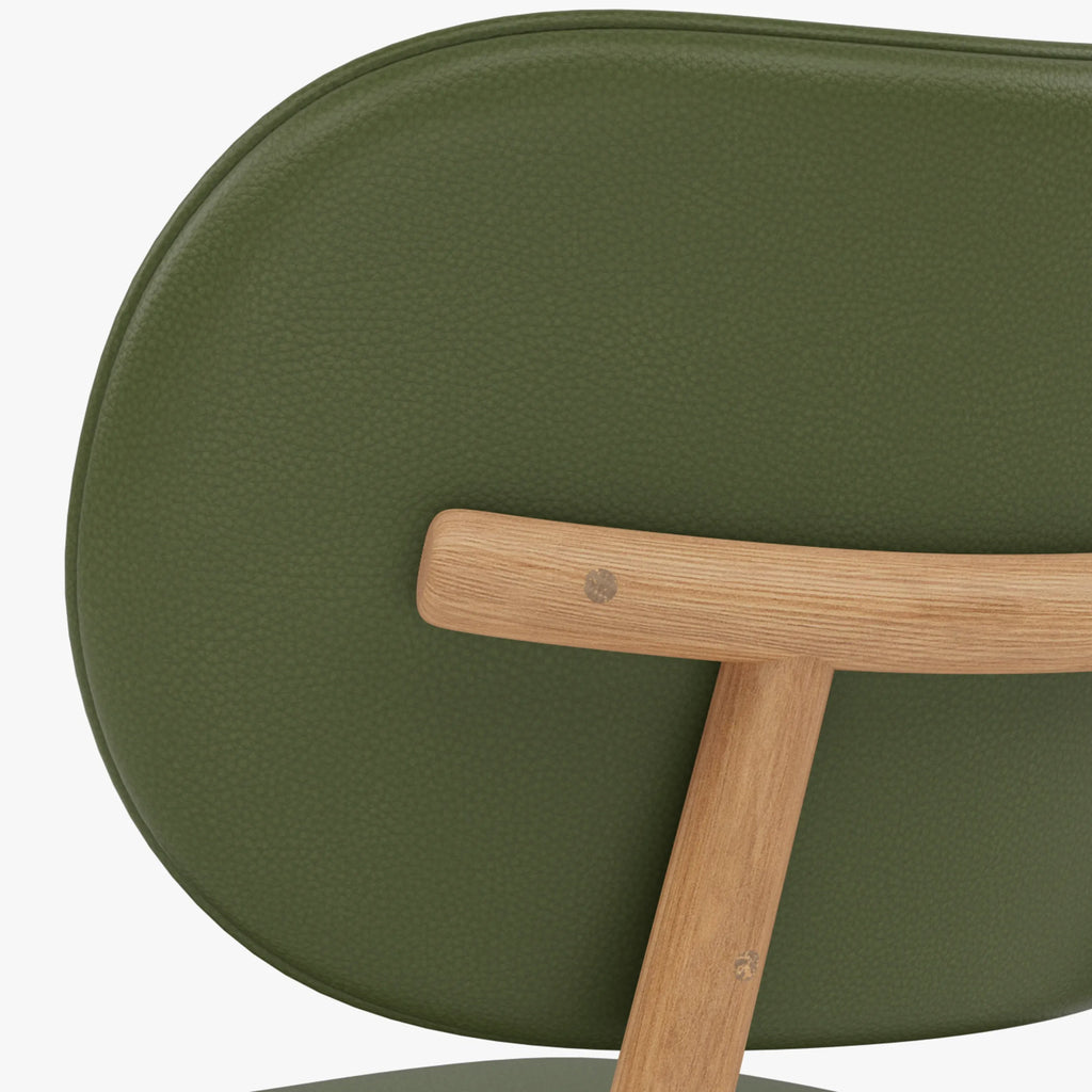 Olivia Dining Chair Green Leather Solid American Oak