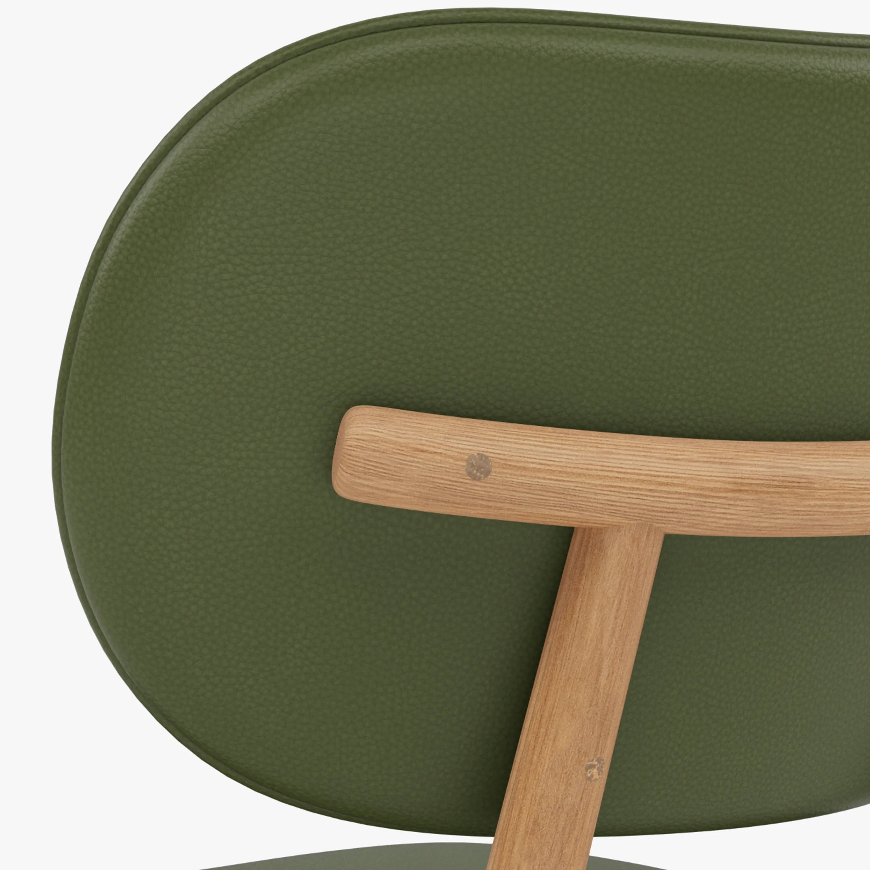 Olivia Dining Chair Green Leather Solid American Oak