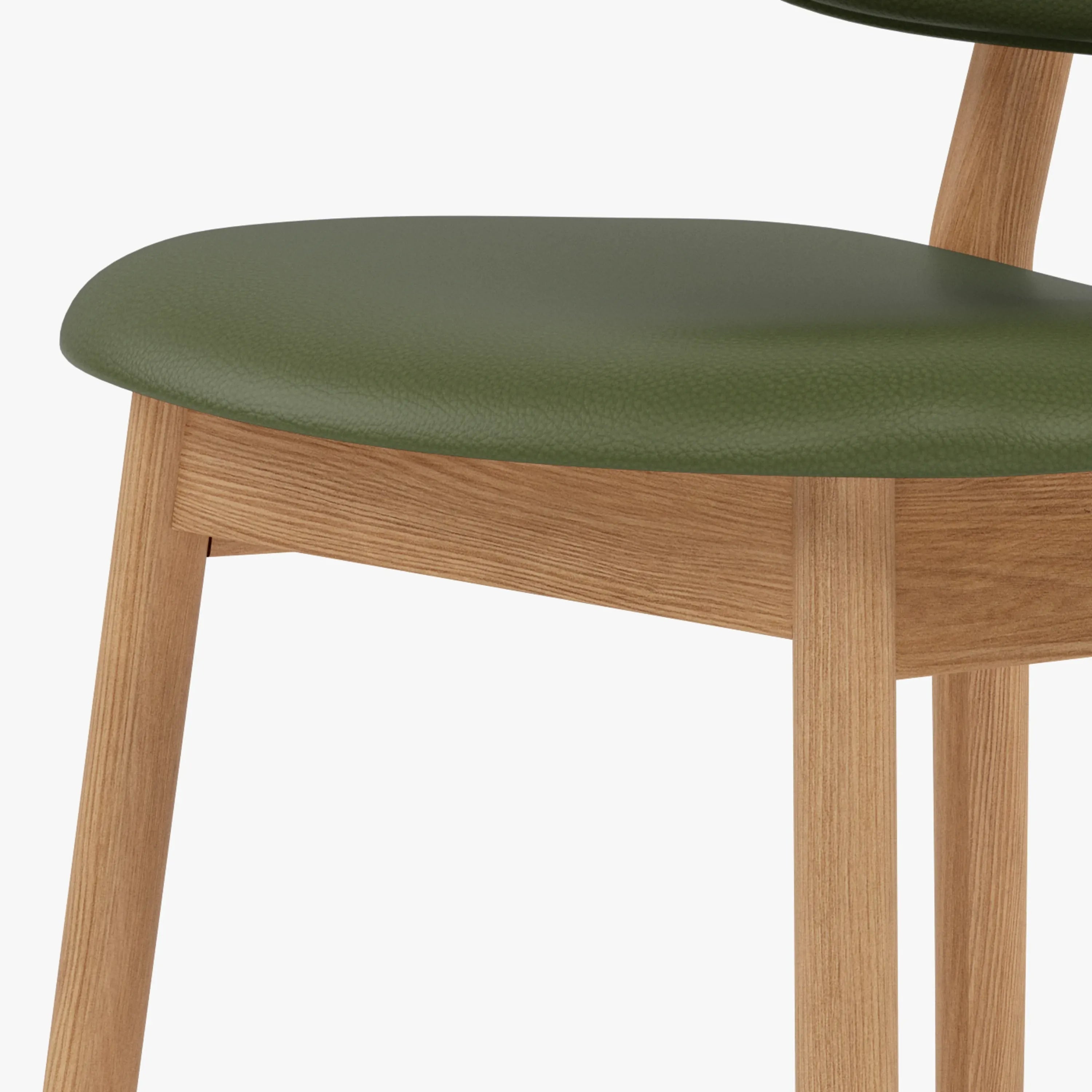 Olivia Dining Chair Green Leather Solid American Oak