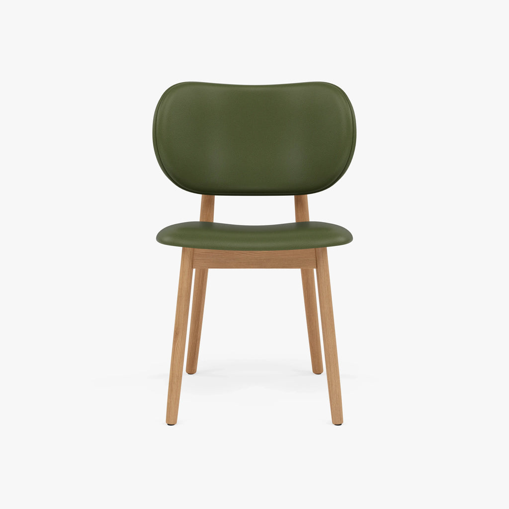 Olivia Dining Chair Green Leather Solid American Oak