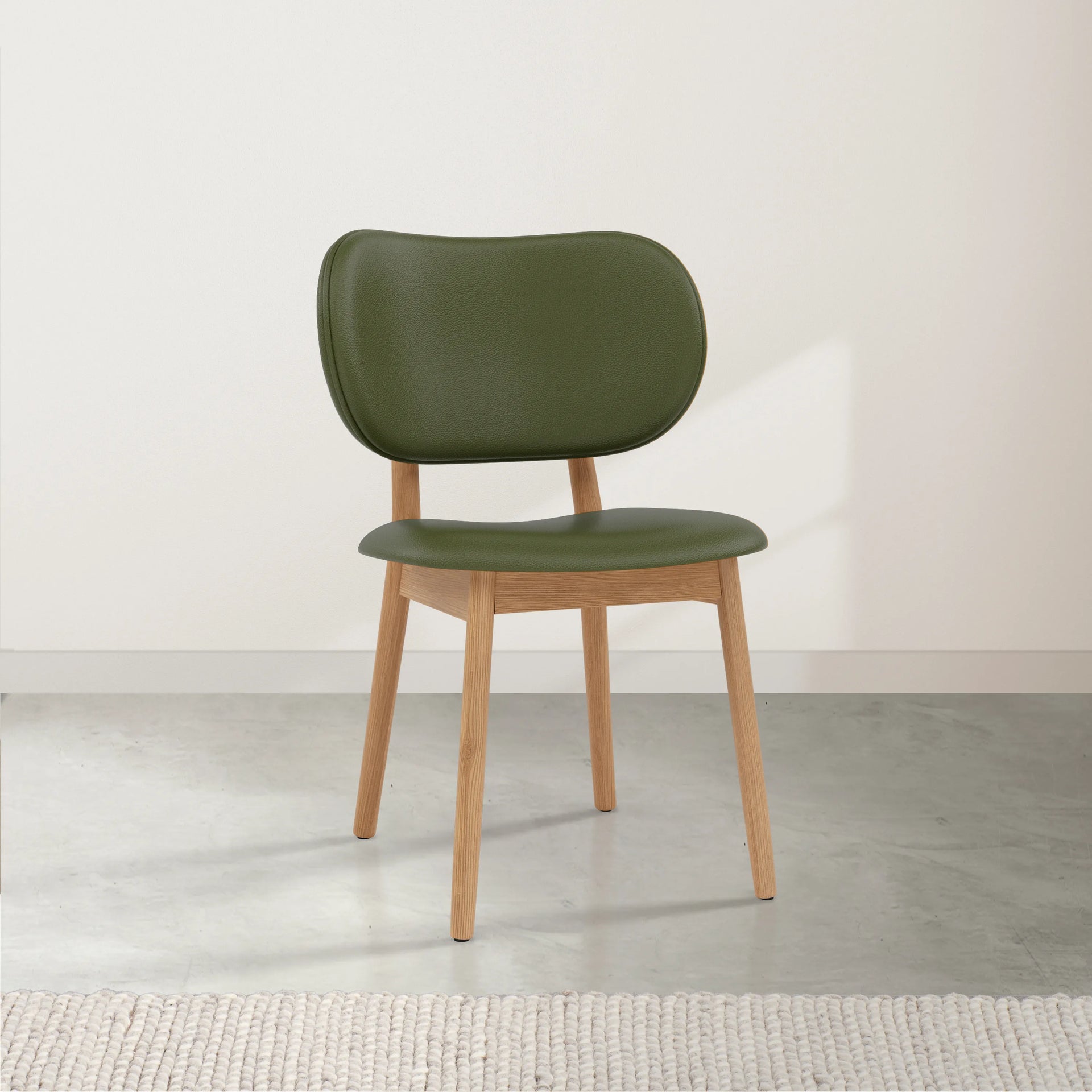 Olivia Dining Chair Solid American Oak with Green Leather