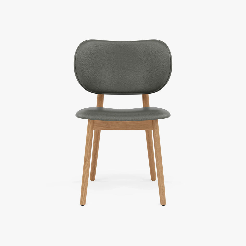 Olivia Dining Chair Gray Leather Solid American Oak