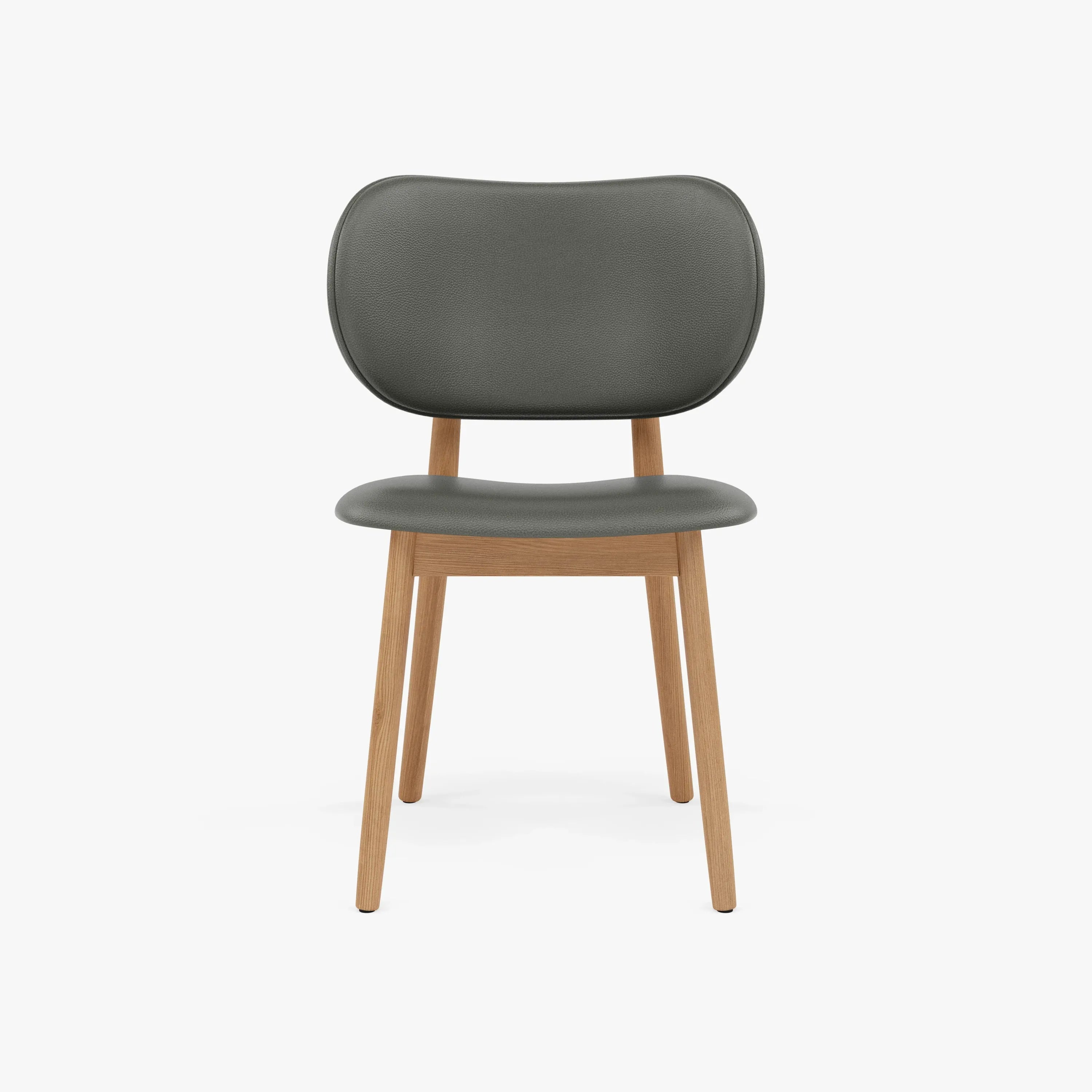 Olivia Dining Chair Gray Leather Solid American Oak