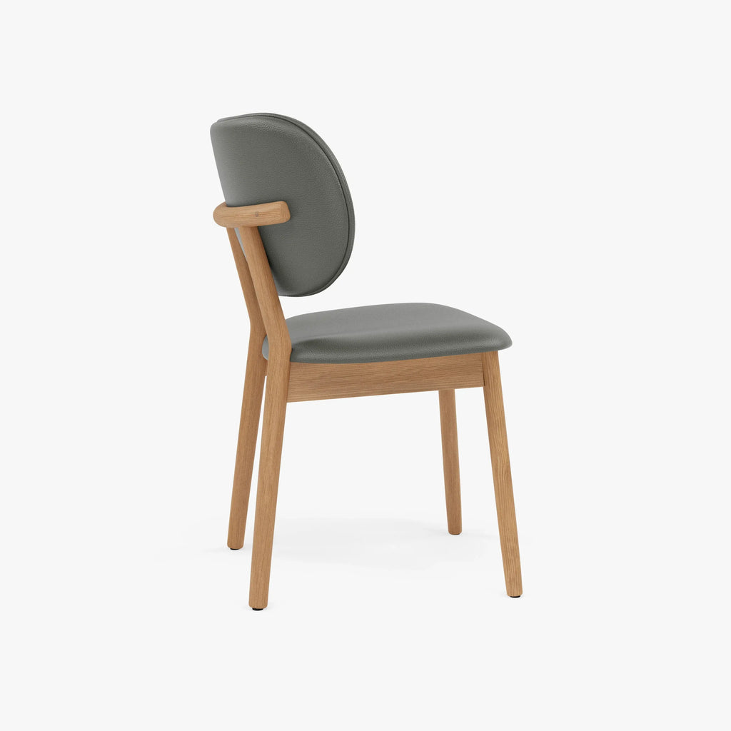Olivia Dining Chair Gray Leather Solid American Oak