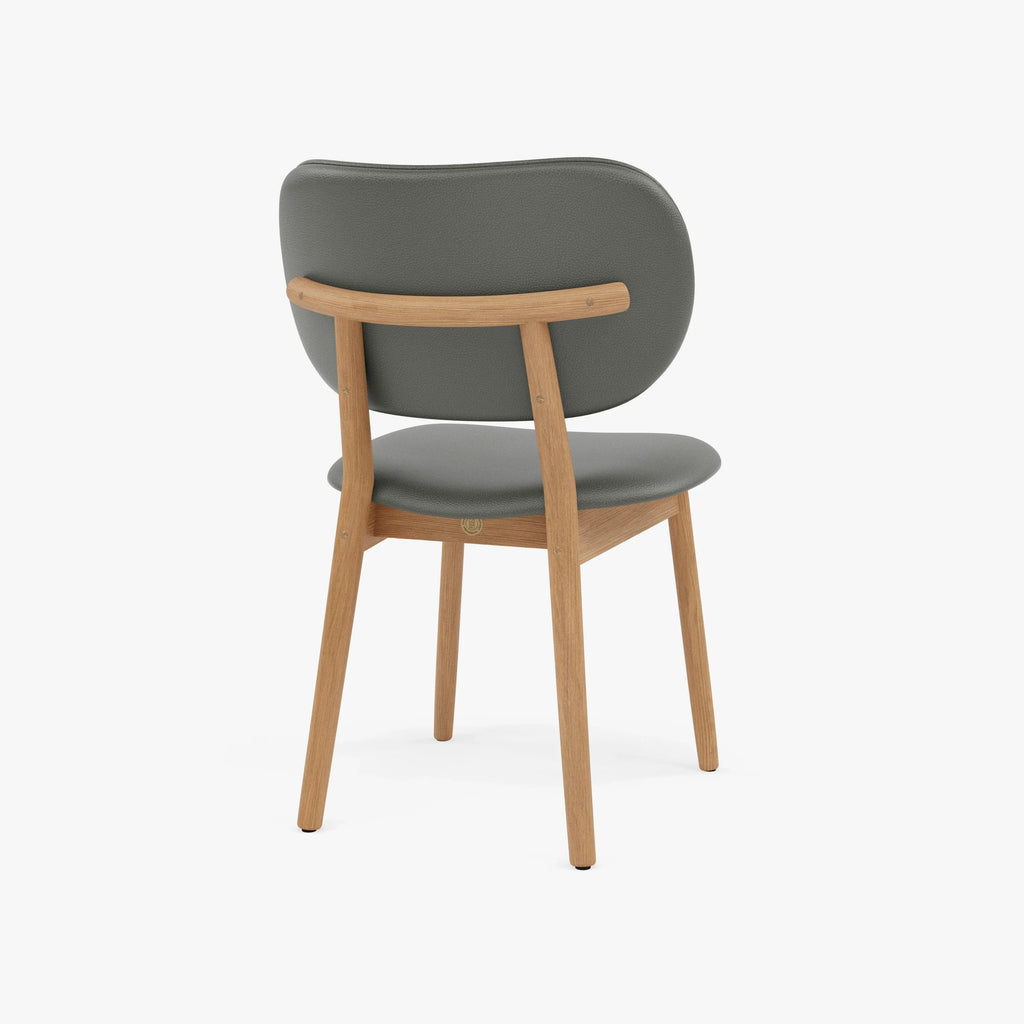 Olivia Dining Chair Gray Leather Solid American Oak