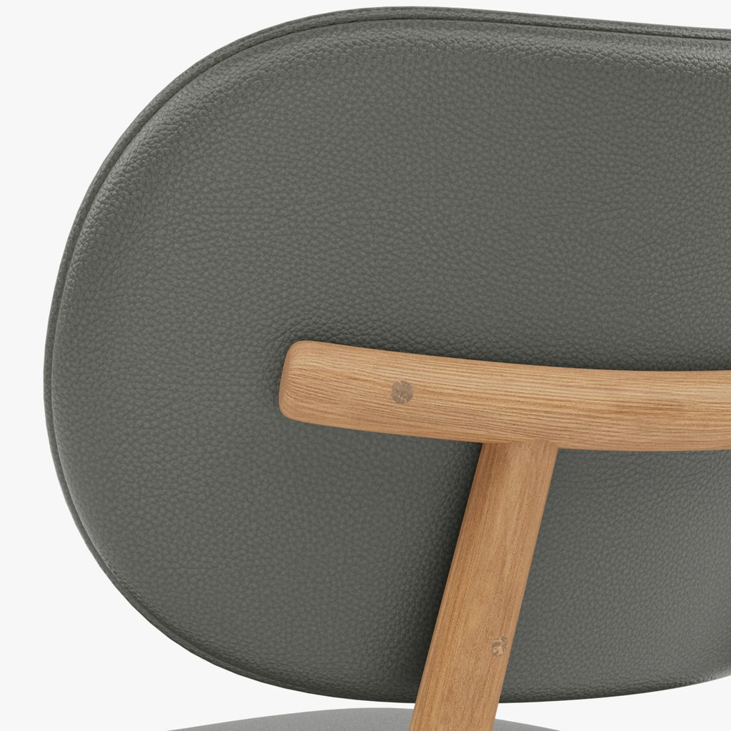 Olivia Dining Chair Gray Leather Solid American Oak