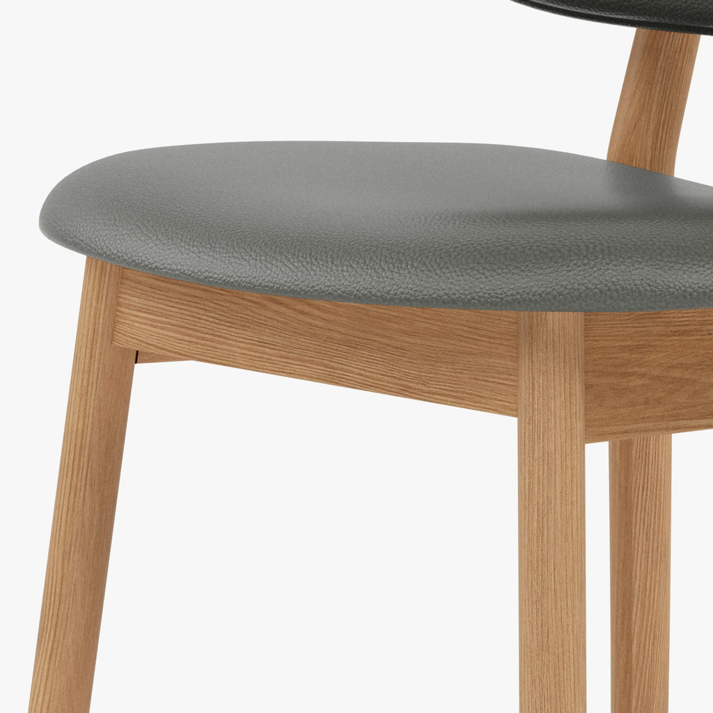 Olivia Dining Chair Gray Leather Solid American Oak