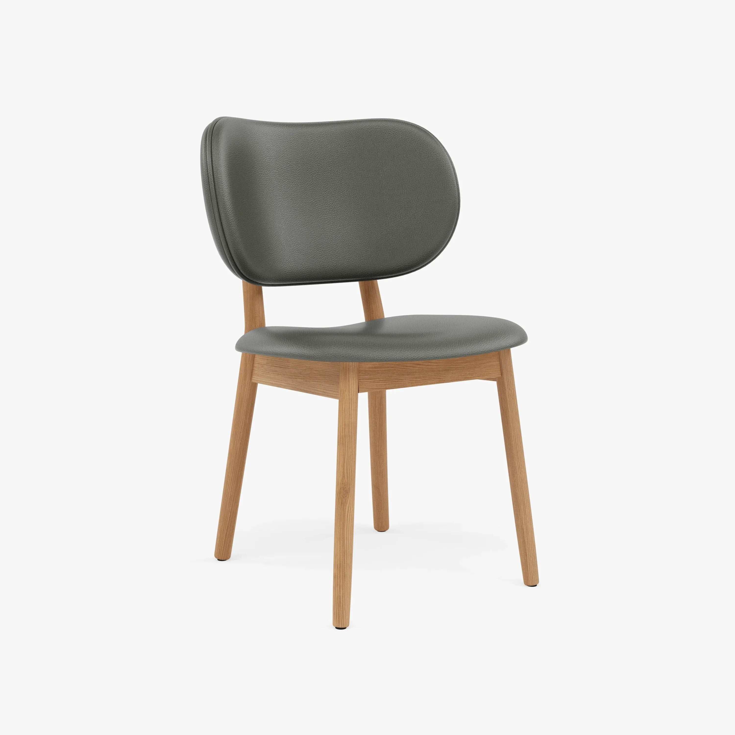 Olivia Dining Chair Gray Leather Solid American Oak