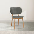 Olivia Dining Chair Gray Leather Solid American Oak
