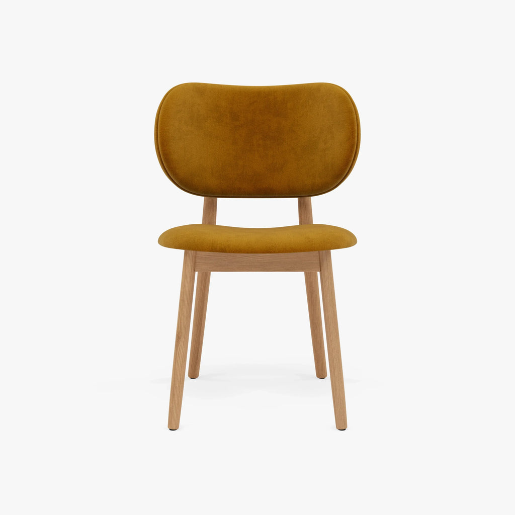 Olivia Dining Chair Mustard Velvet Solid American Oak
