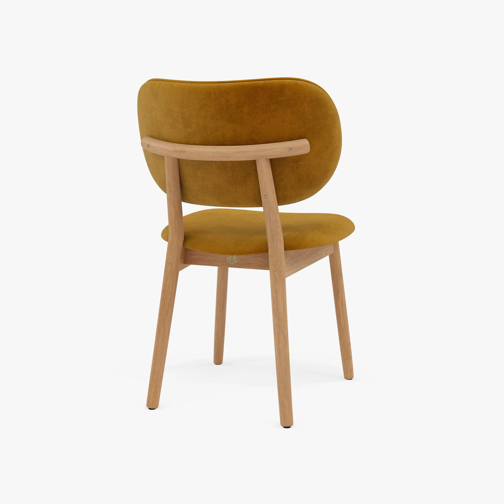 Olivia Dining Chair Mustard Velvet Solid American Oak