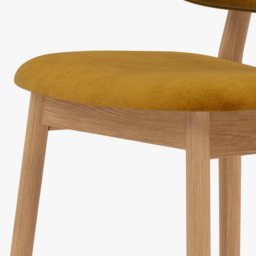 Olivia Dining Chair Mustard Velvet Solid American Oak