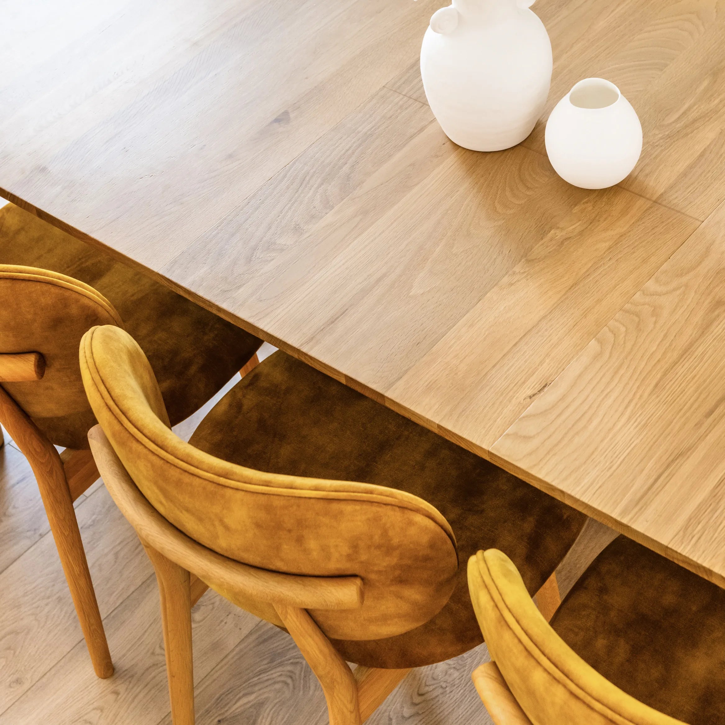 Olivia Dining Chair Mustard Velvet Solid American Oak