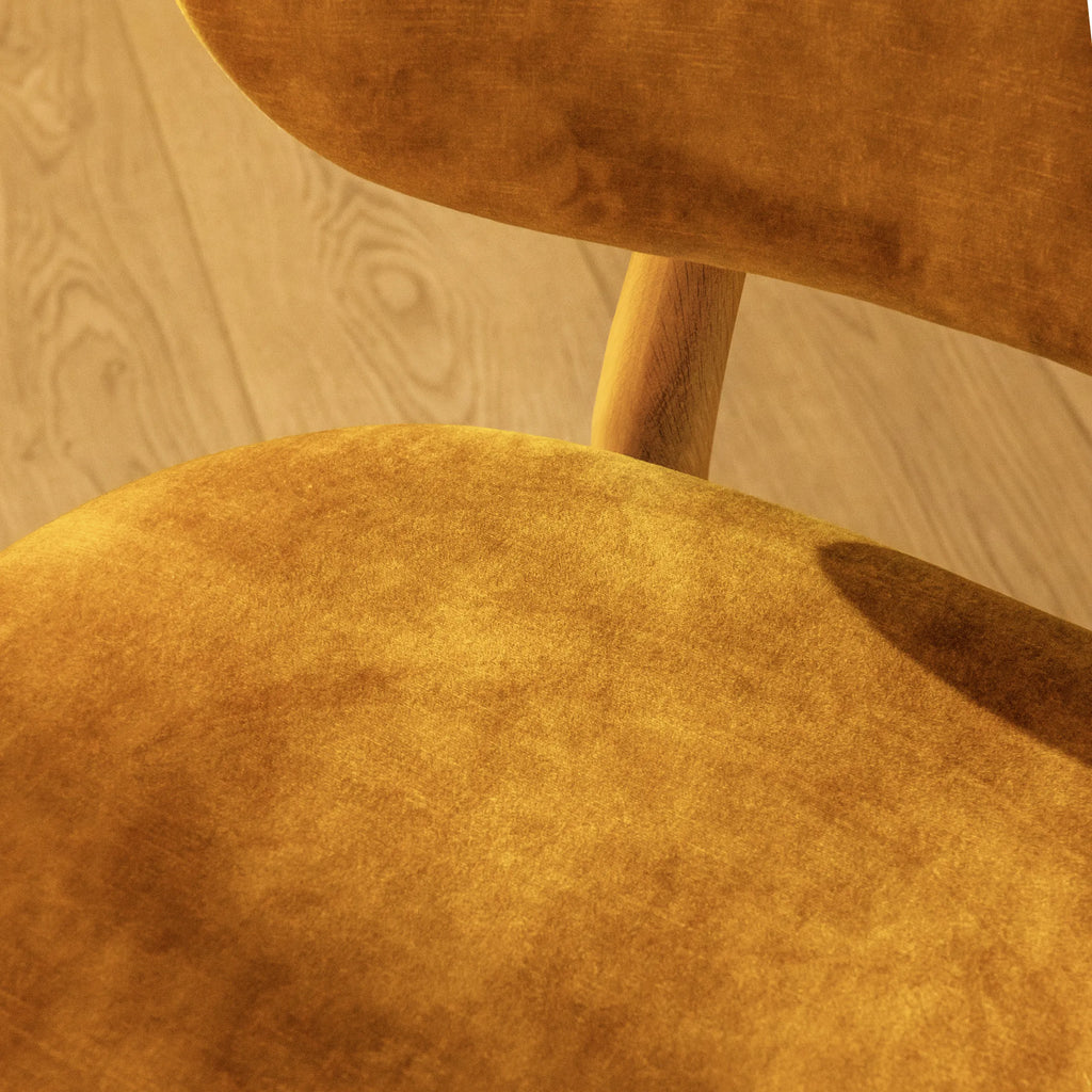 Olivia Dining Chair Mustard Velvet Solid American Oak