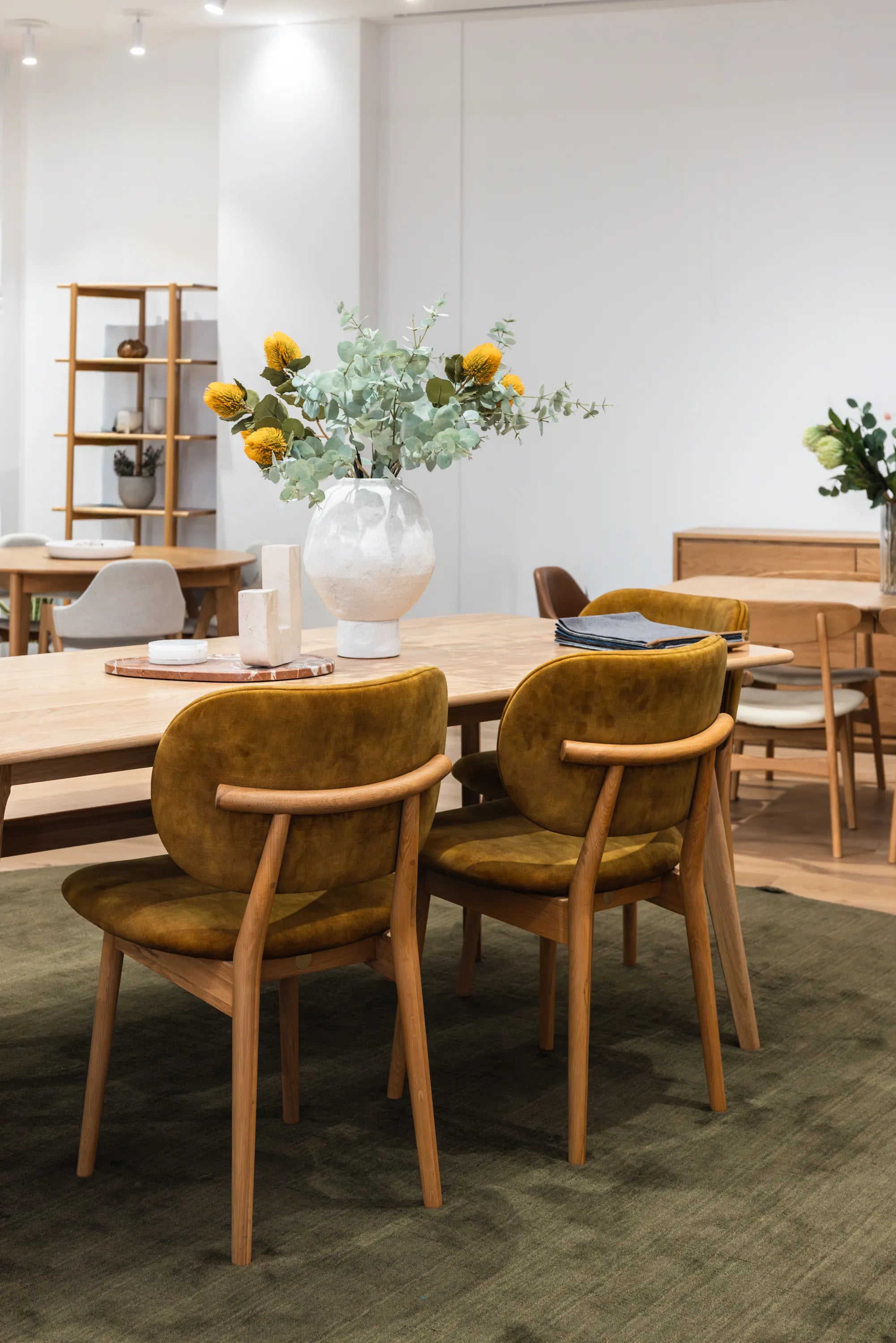 Olivia Dining Chair Mustard Velvet Solid American Oak