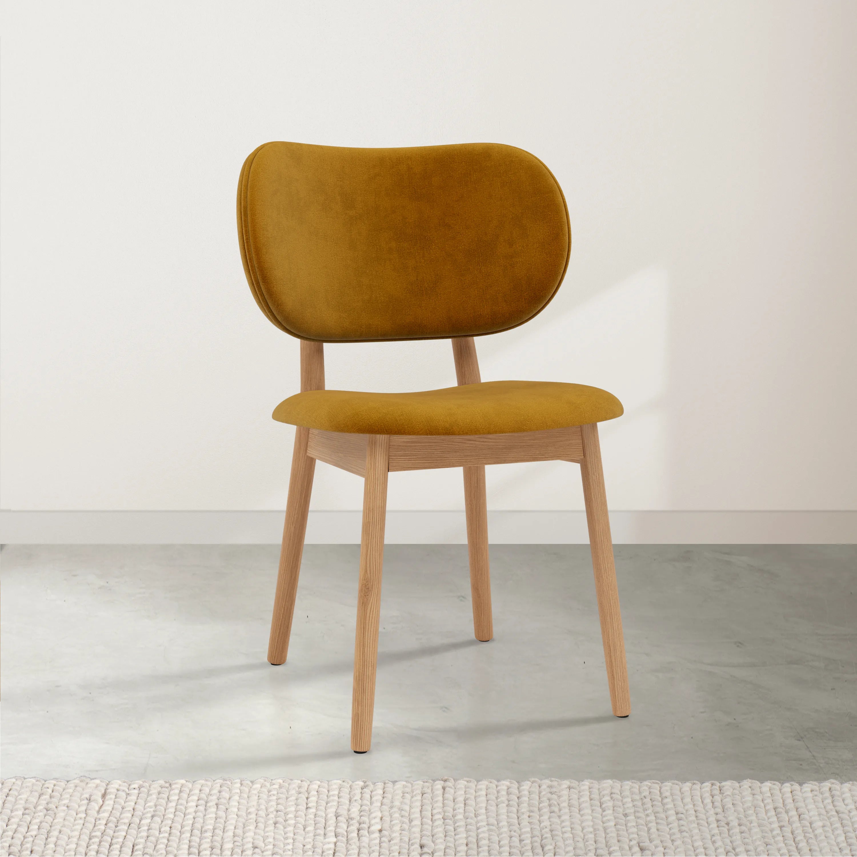 Olivia Dining Chair Mustard Velvet Solid American Oak