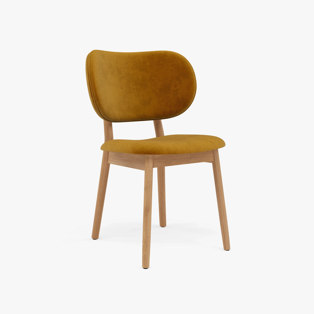 Olivia Dining Chair Mustard Velvet Solid American Oak